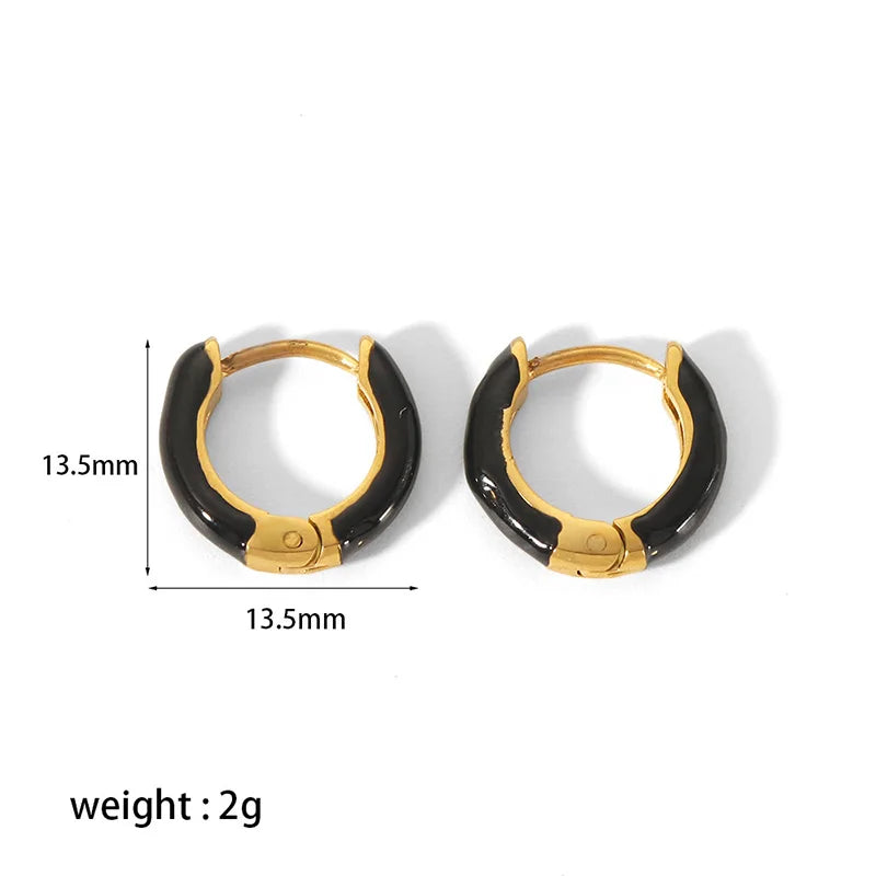 Aretes tipo huggie de esmalte colorido, inoxidables y resistentes al agua