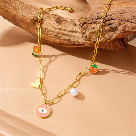 Cadena de ojo turco salmon  AI 18K