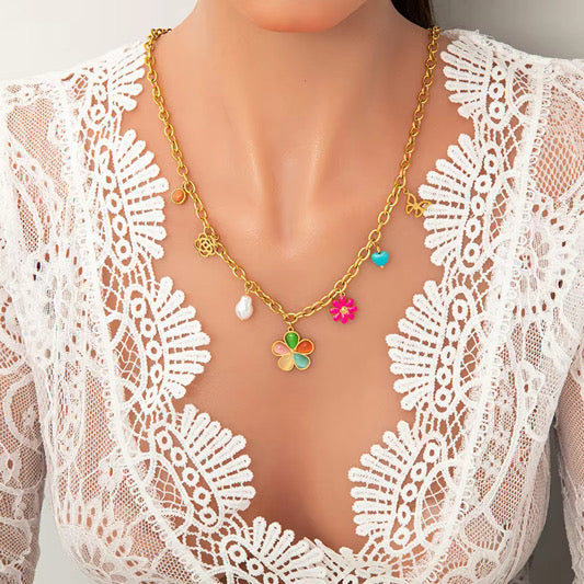 Cadena florecita de colores AI 18K